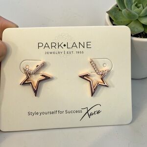Park Lane Rose Gold Star Outline Earrings with Pavé Accents